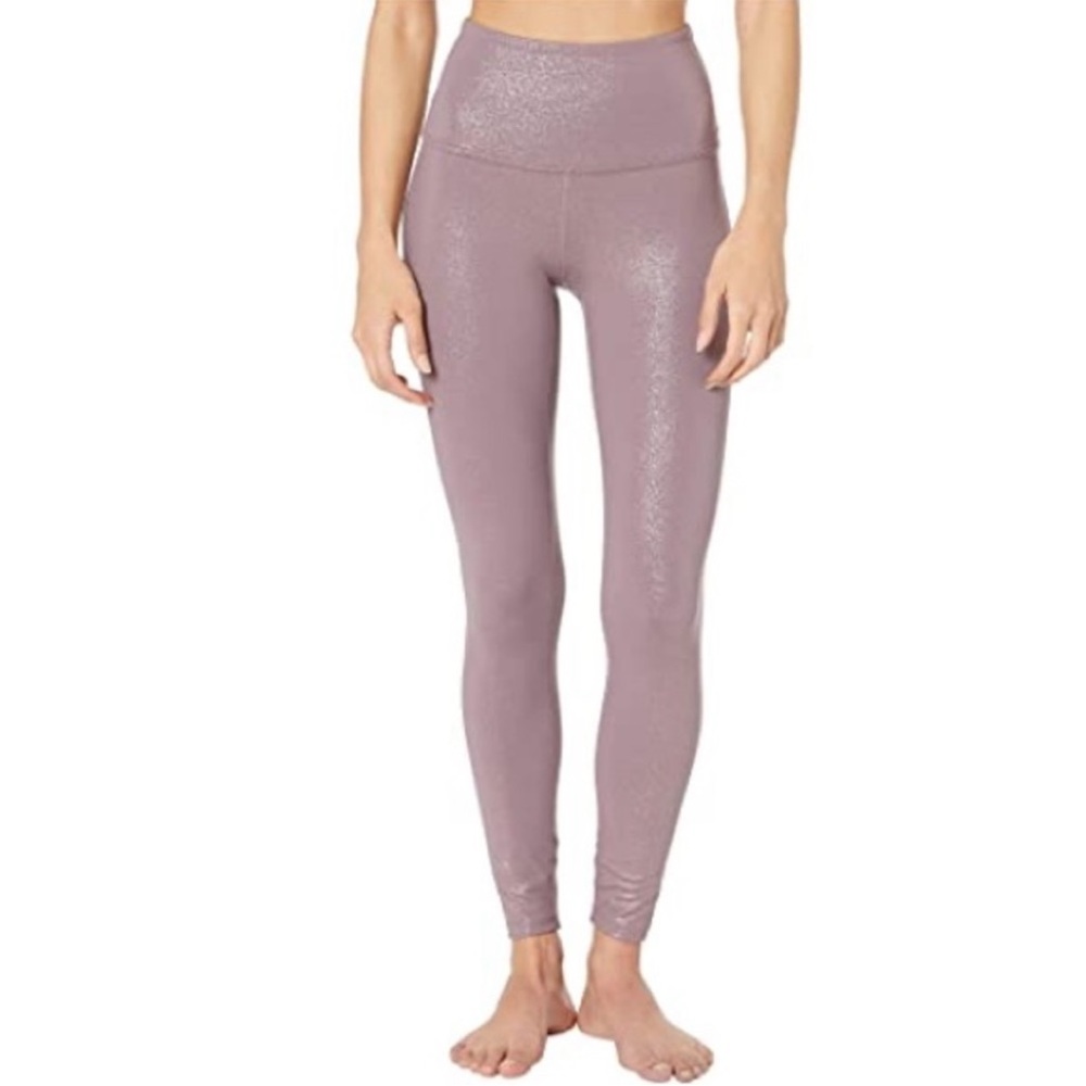 Beyond Yoga Twinkle High Rise Midi leggings in wild Orchid/Rose Gold Sz S